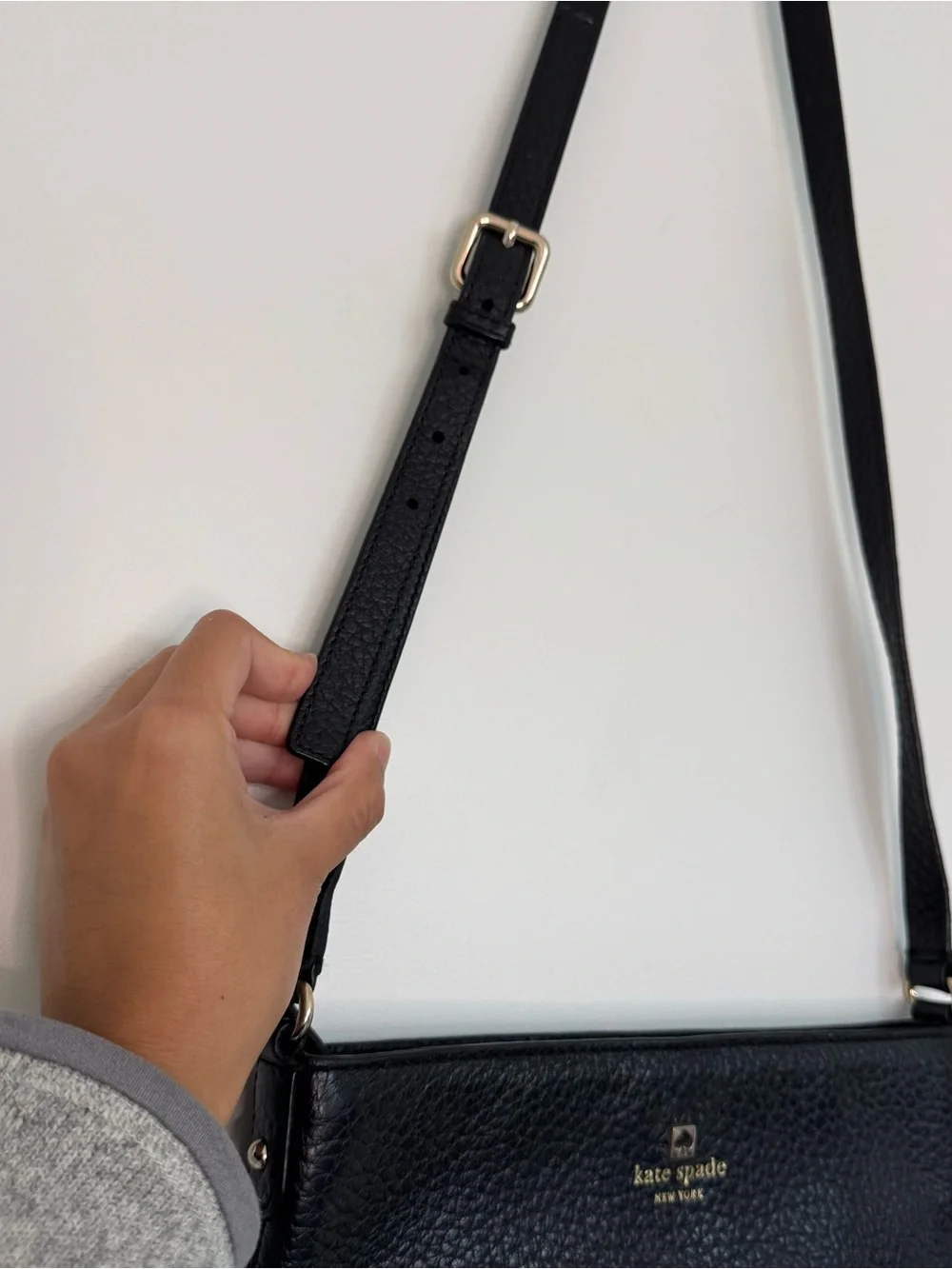 Kate Spade Black Leather Crossbody Bag Strap Southport Avenue Cora Minimalist